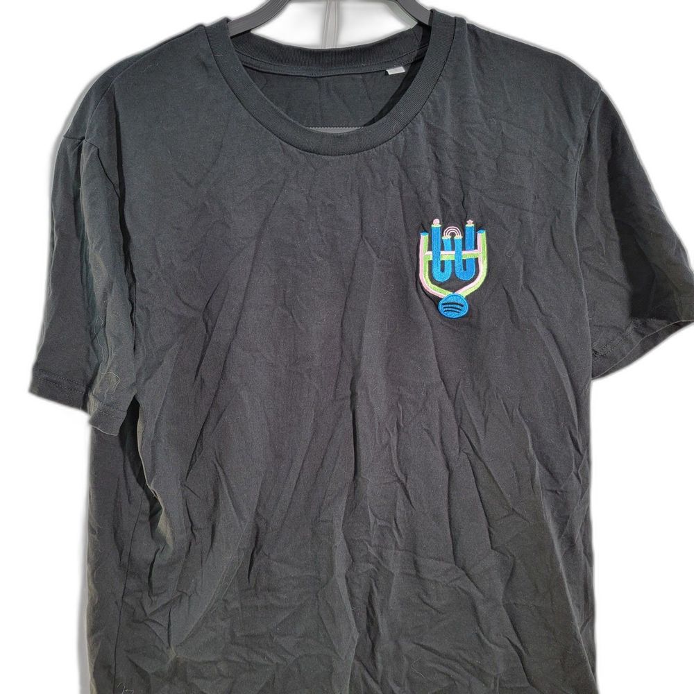 STELLA/STANLEY Black Cotton 100% Spotify Hack Week Short Sleeve Tee Mens L